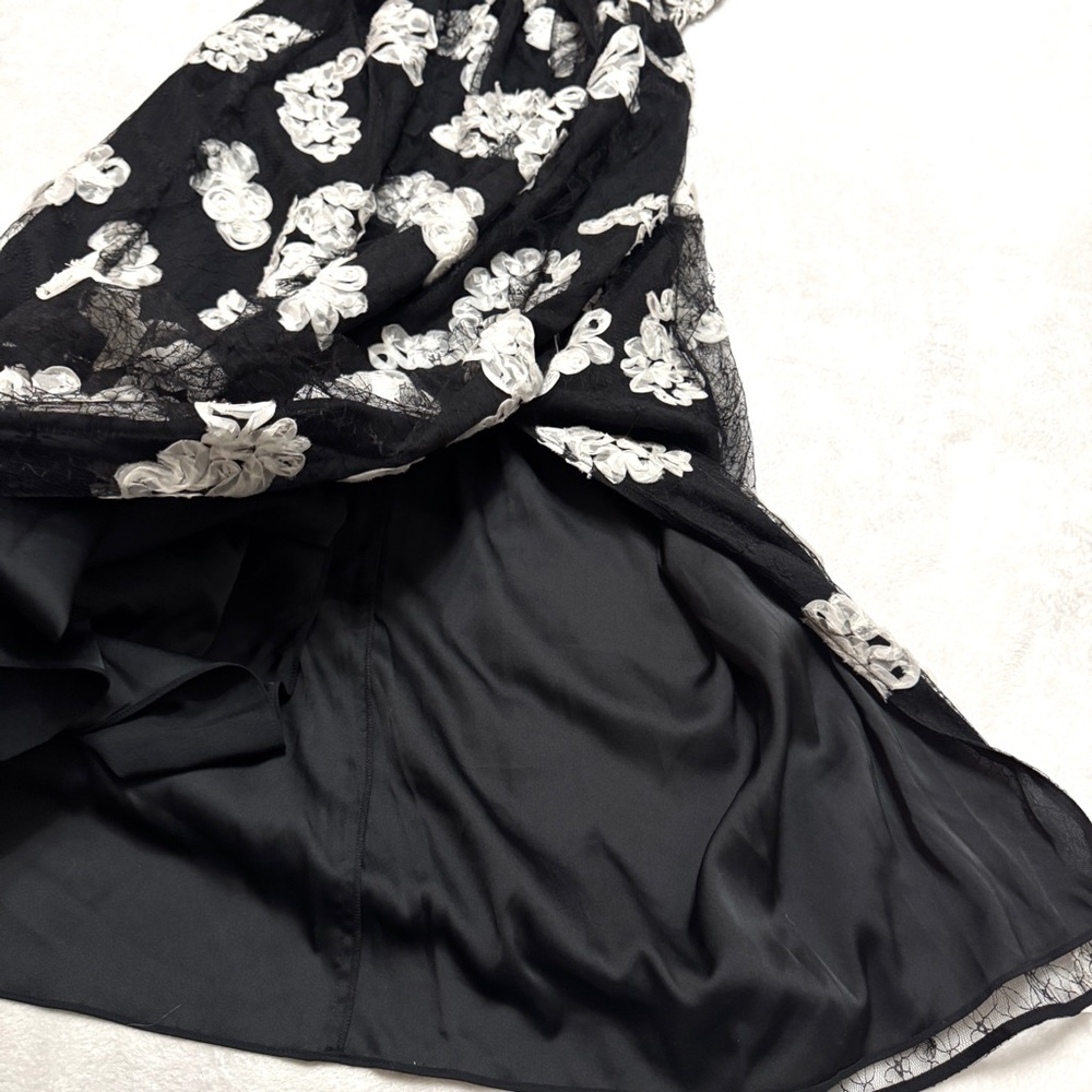 Rebecca Taylor sz 4 Ribbon Lace Dress Floral Black White - Picture 9 of 14